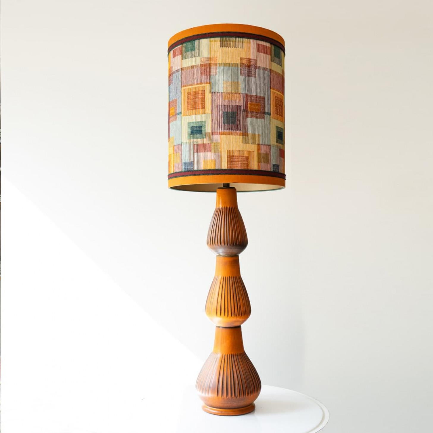 XXL Orange Ceramic FLoor Table Lamp, Lampshade by R. Houben, 1970 For Sale 7