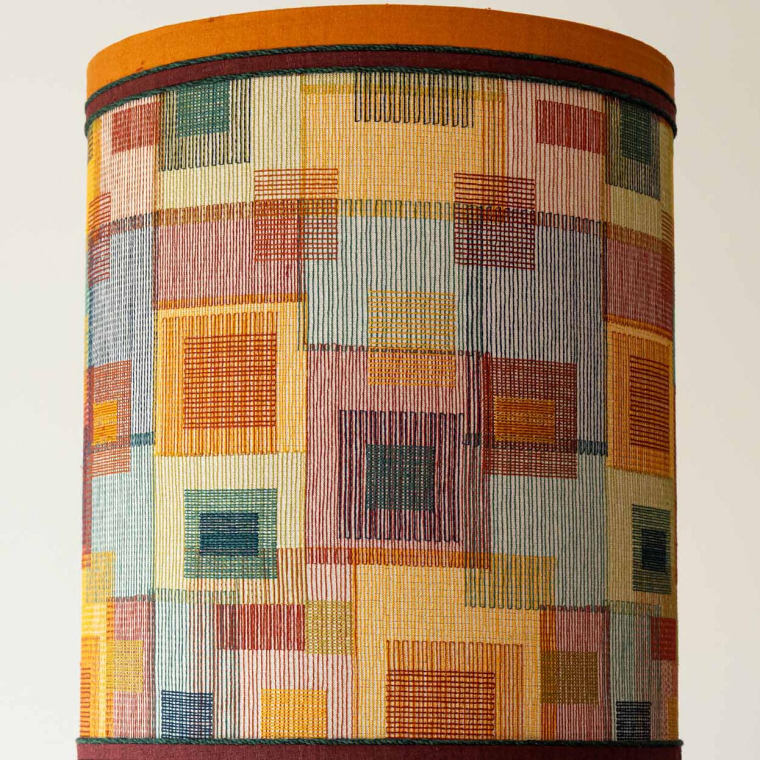 Mid-Century Modern Lampe de bureau XXL en céramique orange, abat-jour de R. Houben, 1970 en vente
