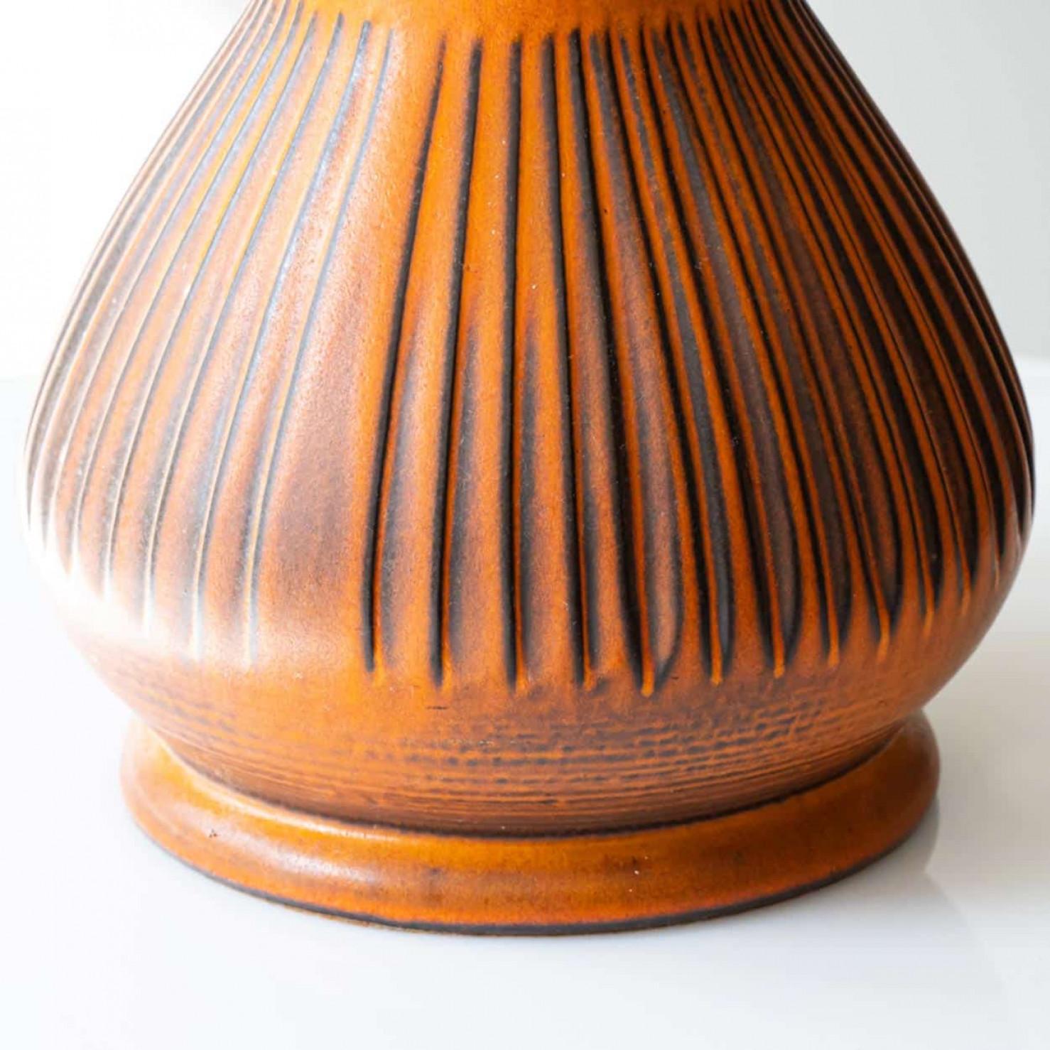 XXL Orange Ceramic FLoor Table Lamp, Lampshade by R. Houben, 1970 Bon état à Rijssen, NL