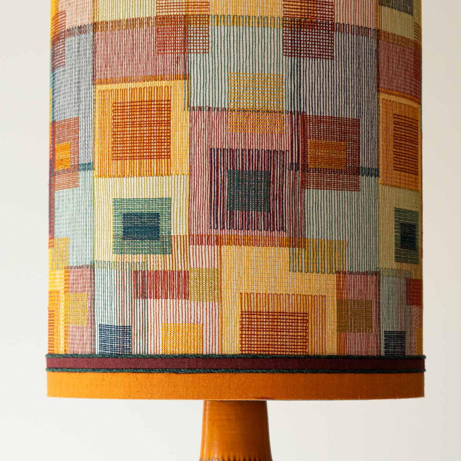 Metà XX secolo XXL Orange Ceramic FLoor Table Lamp, Lampshade by R. Houben, 1970 in vendita
