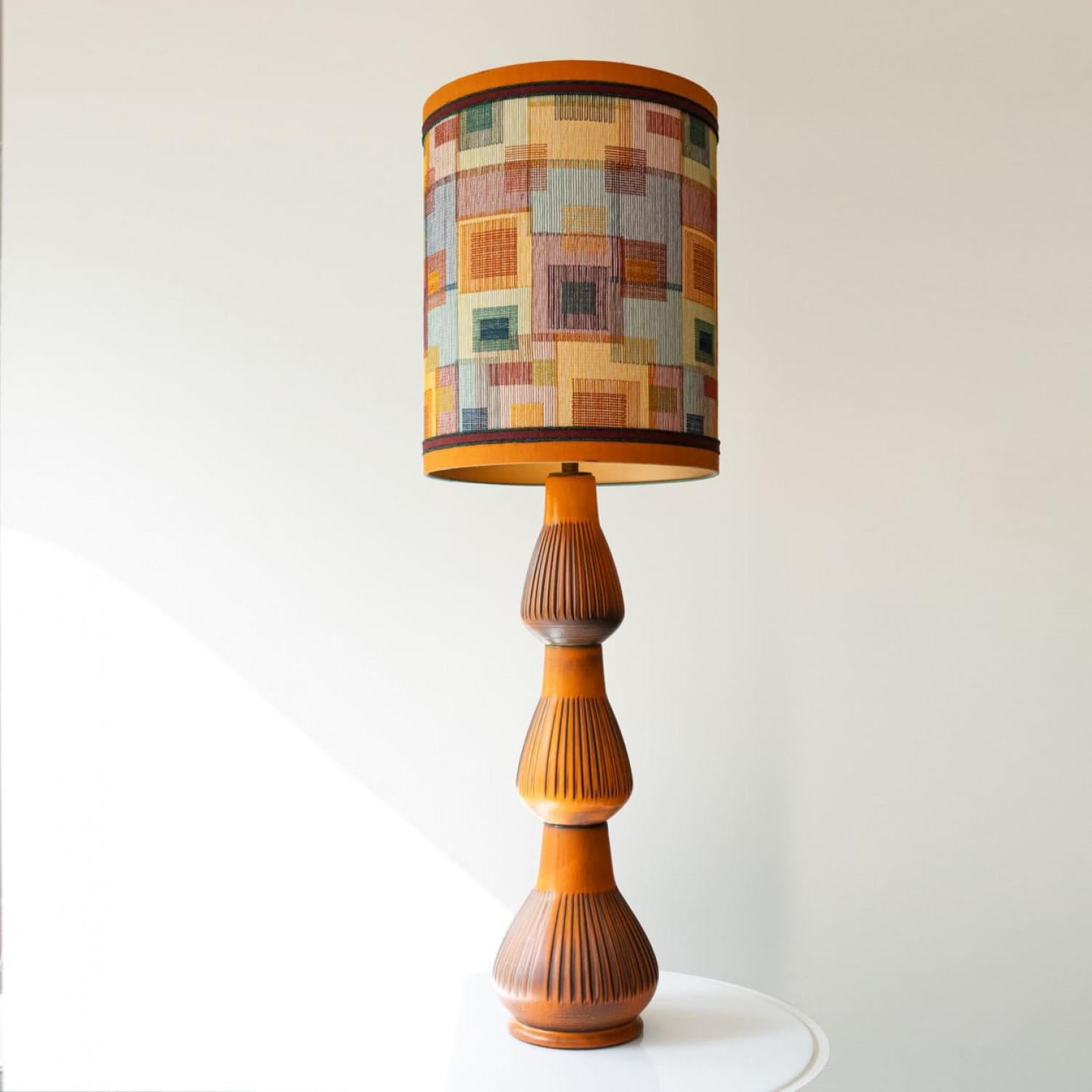 XXL Orange Ceramic FLoor Table Lamp, Lampshade by R. Houben, 1970 For Sale 1