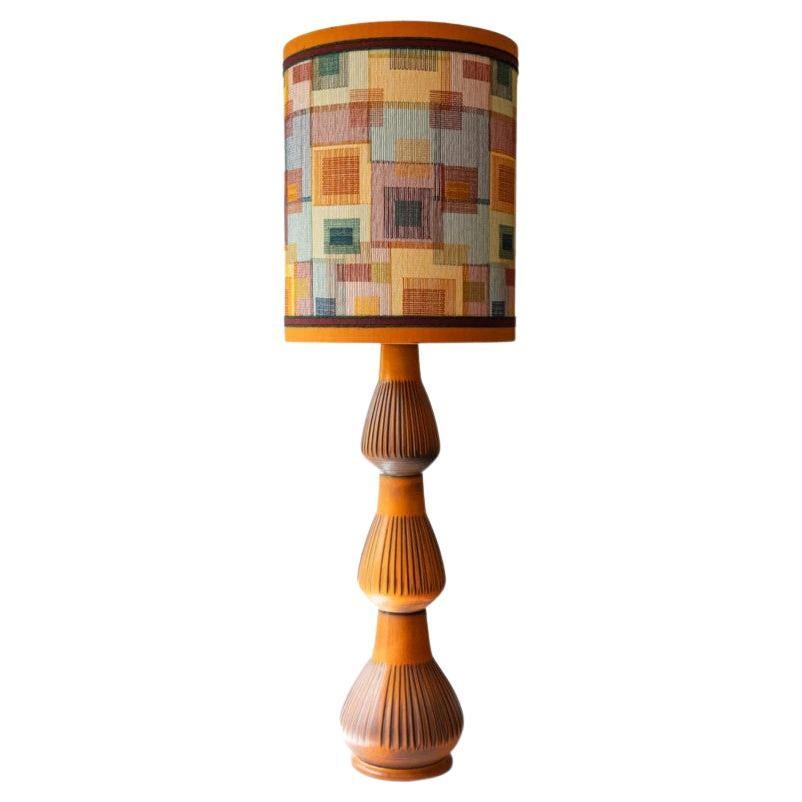 XXL Orange Ceramic FLoor Table Lamp, Lampshade by R. Houben, 1970