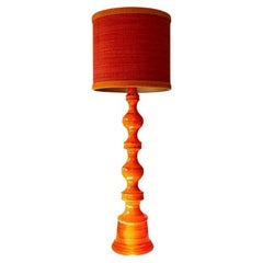 XXL Orange Sculptural Floor Lamp, Custom Made Lampshade by R. Houben