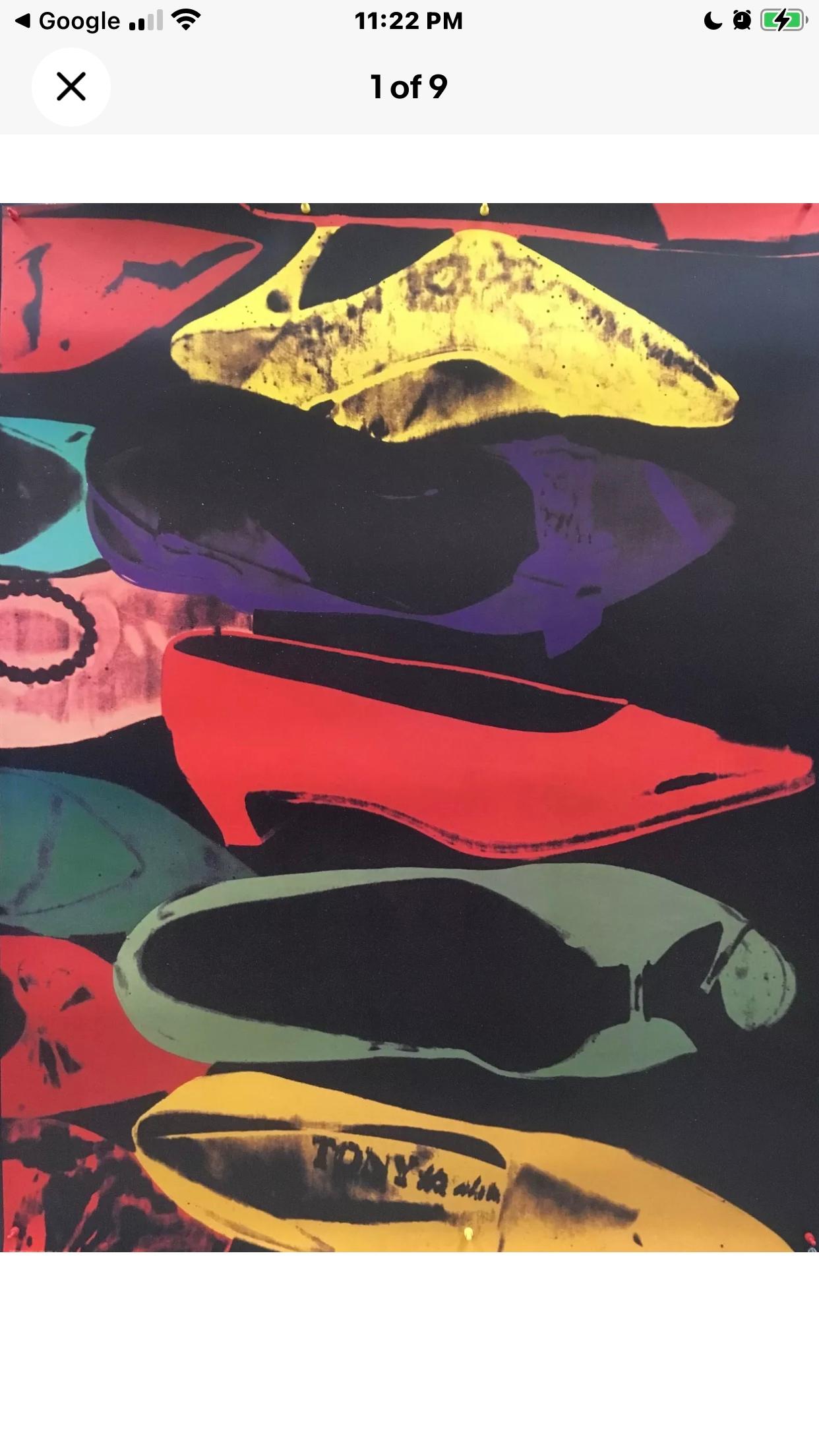 XXL Original 1992 Andy Warhol Pop Art Diamond & Dust Shoes Lithographie Poster 1