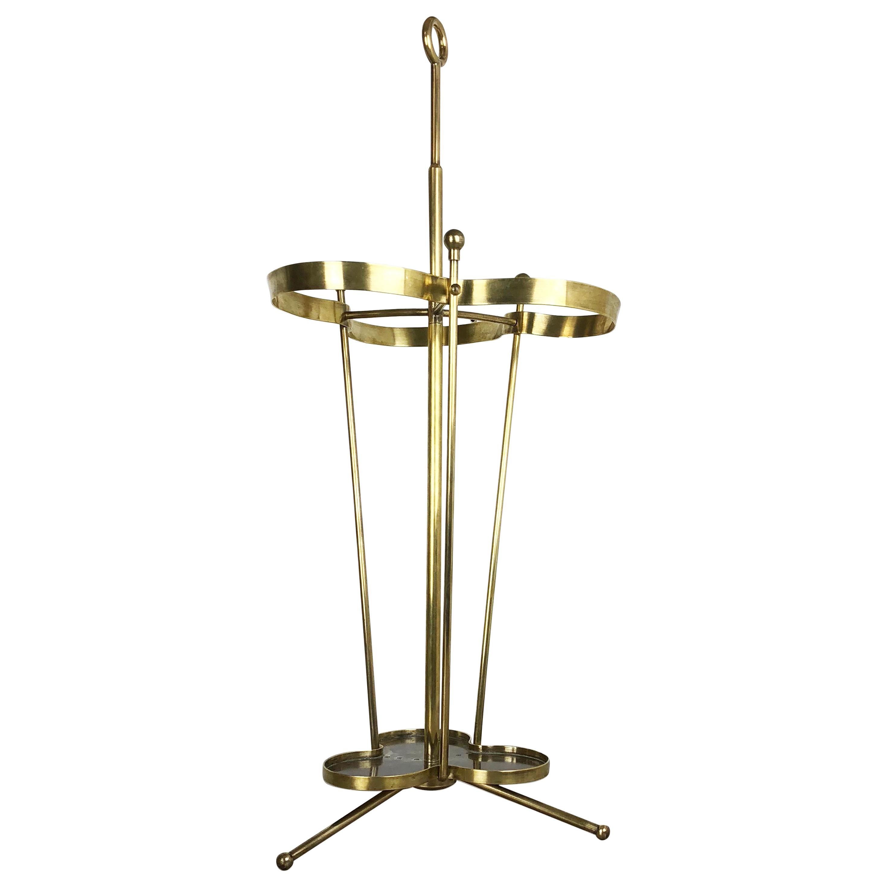 XXL Original Hollywood Regency Bauhaus Brass Umbrella Stand, 1950s For Sale