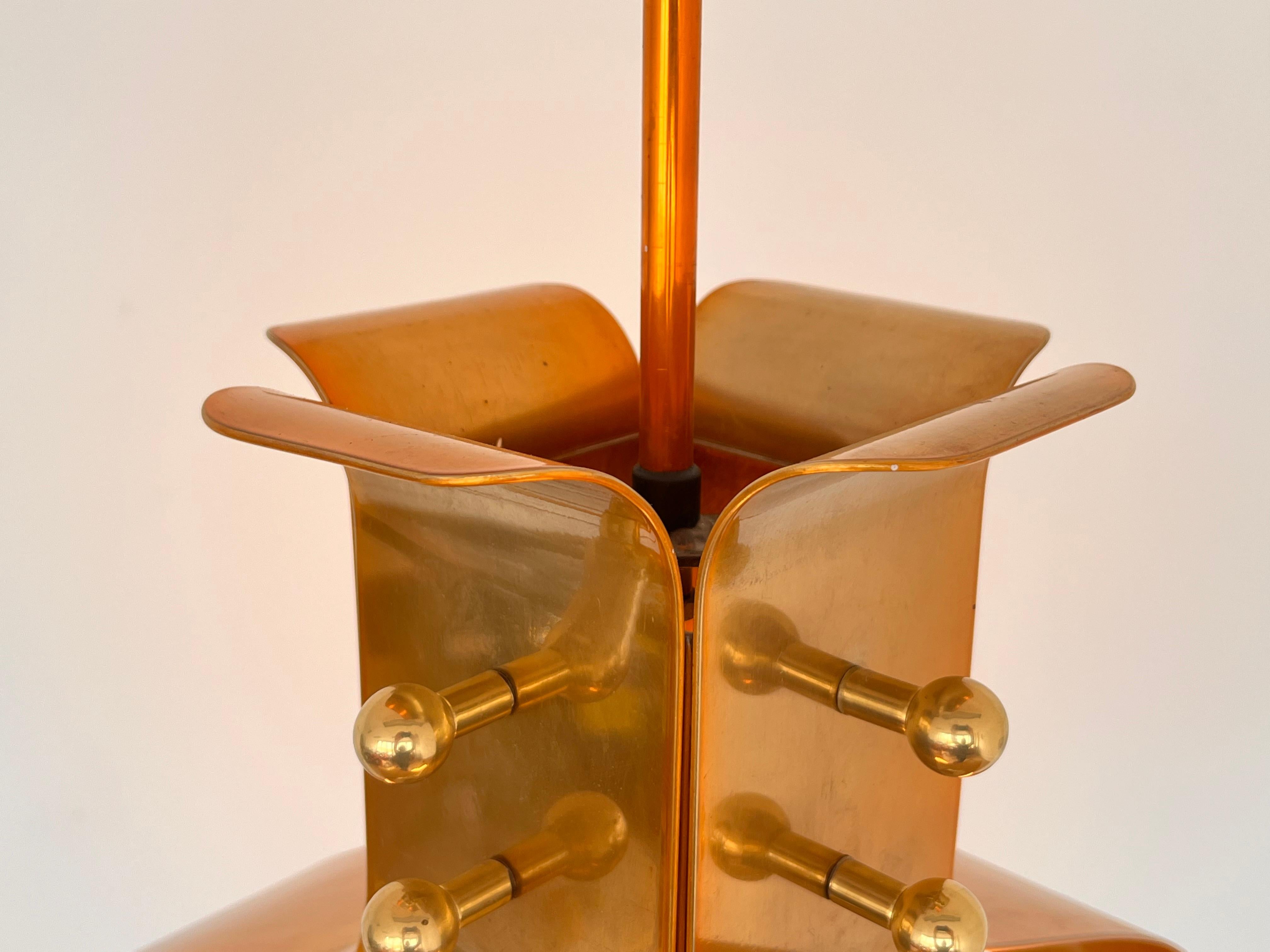 Coppia di grandi pendenti in ottone di design della metà del secolo scorso - anni '80 in vendita 5