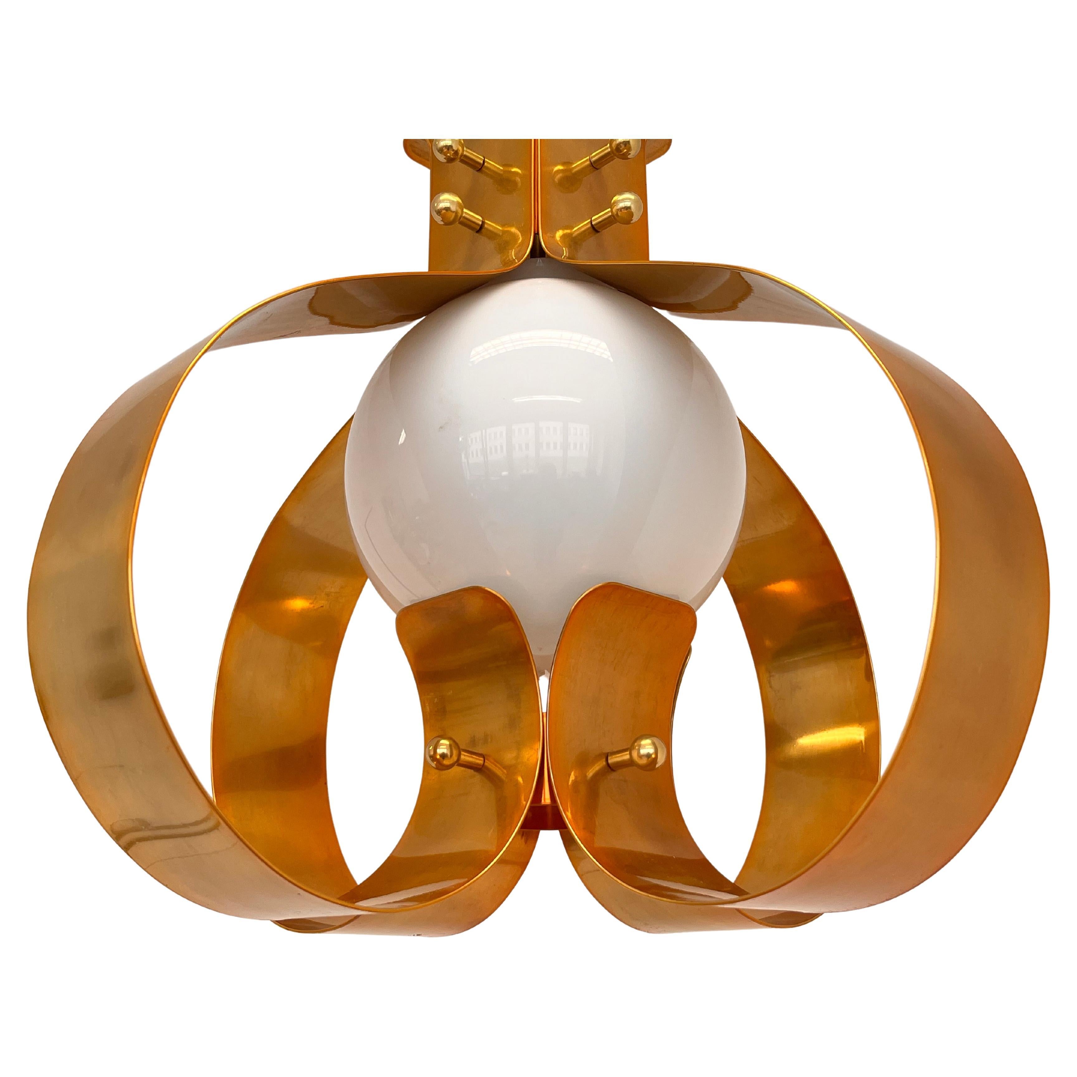 XXL Pair of Design Mid century Large Brass Pendants / chandeliers - 1980s