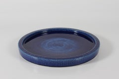XXL Palshus Large Low Dish with Deep Blue Glaze by Per Linnemann-Schmidt 1963