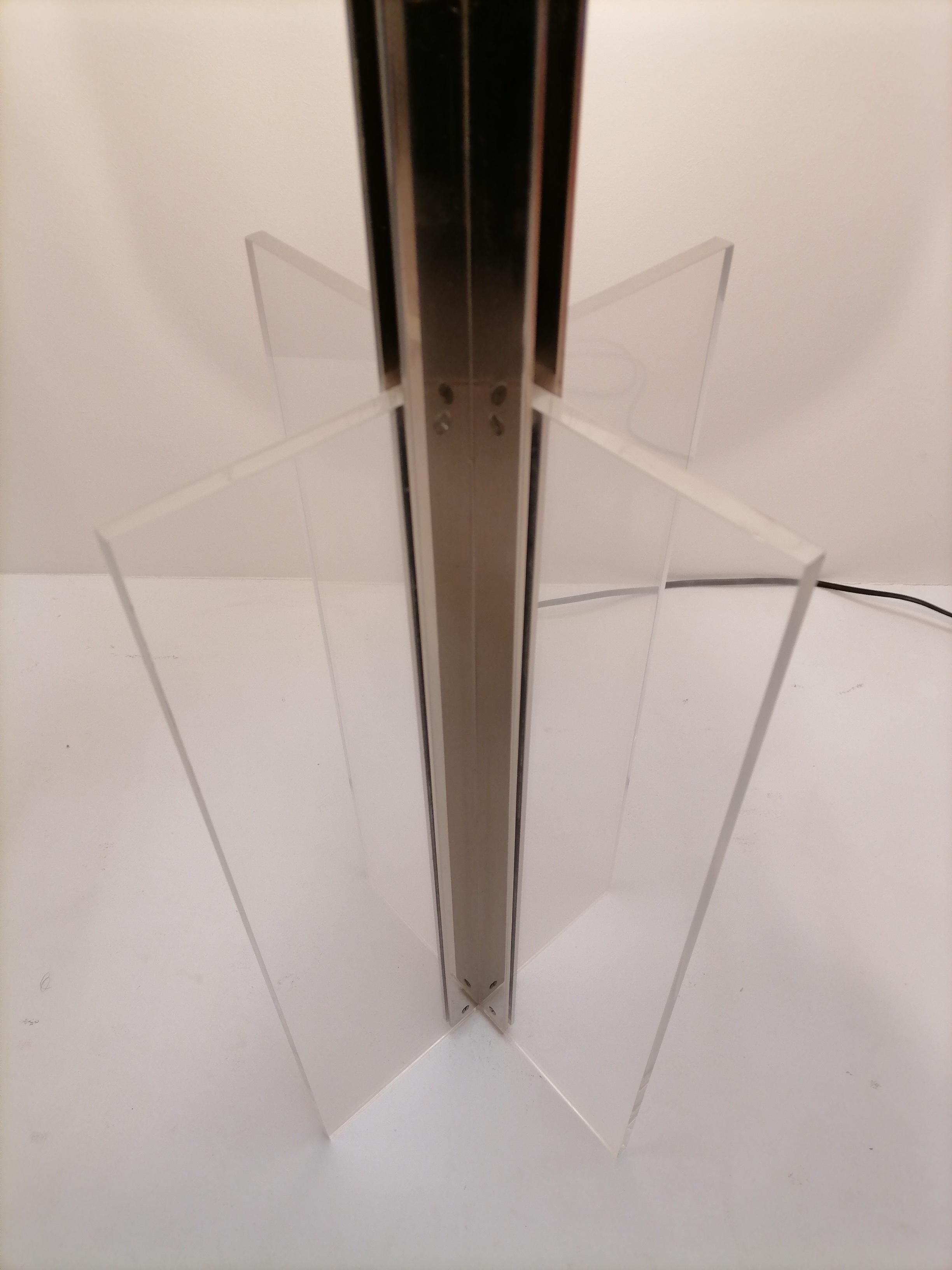 XXL Plexiglass and Inox Midcentury French Table Lamp, 1970s For Sale 5