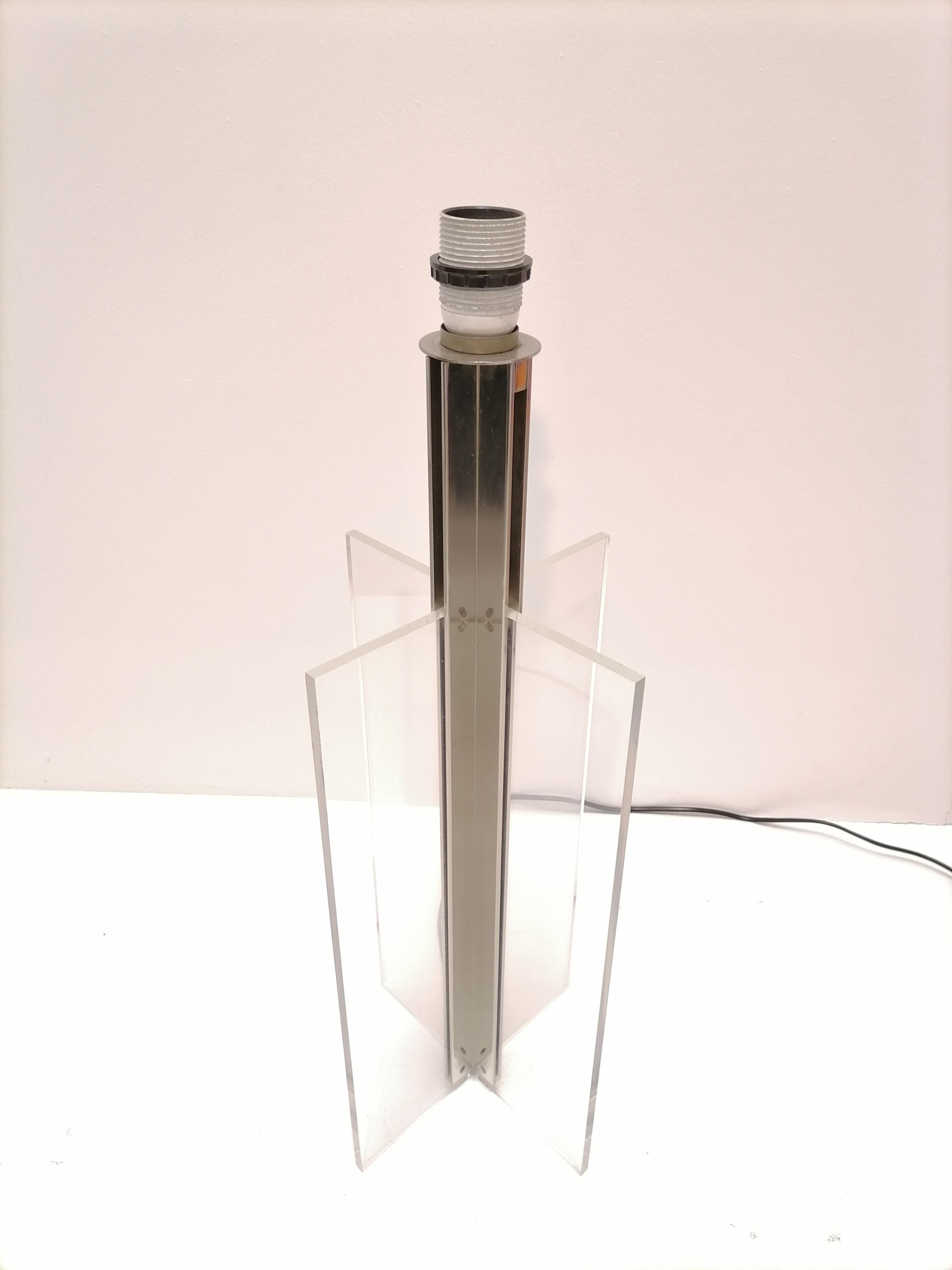 XXL Plexiglass and Inox Midcentury French Table Lamp, 1970s For Sale 1