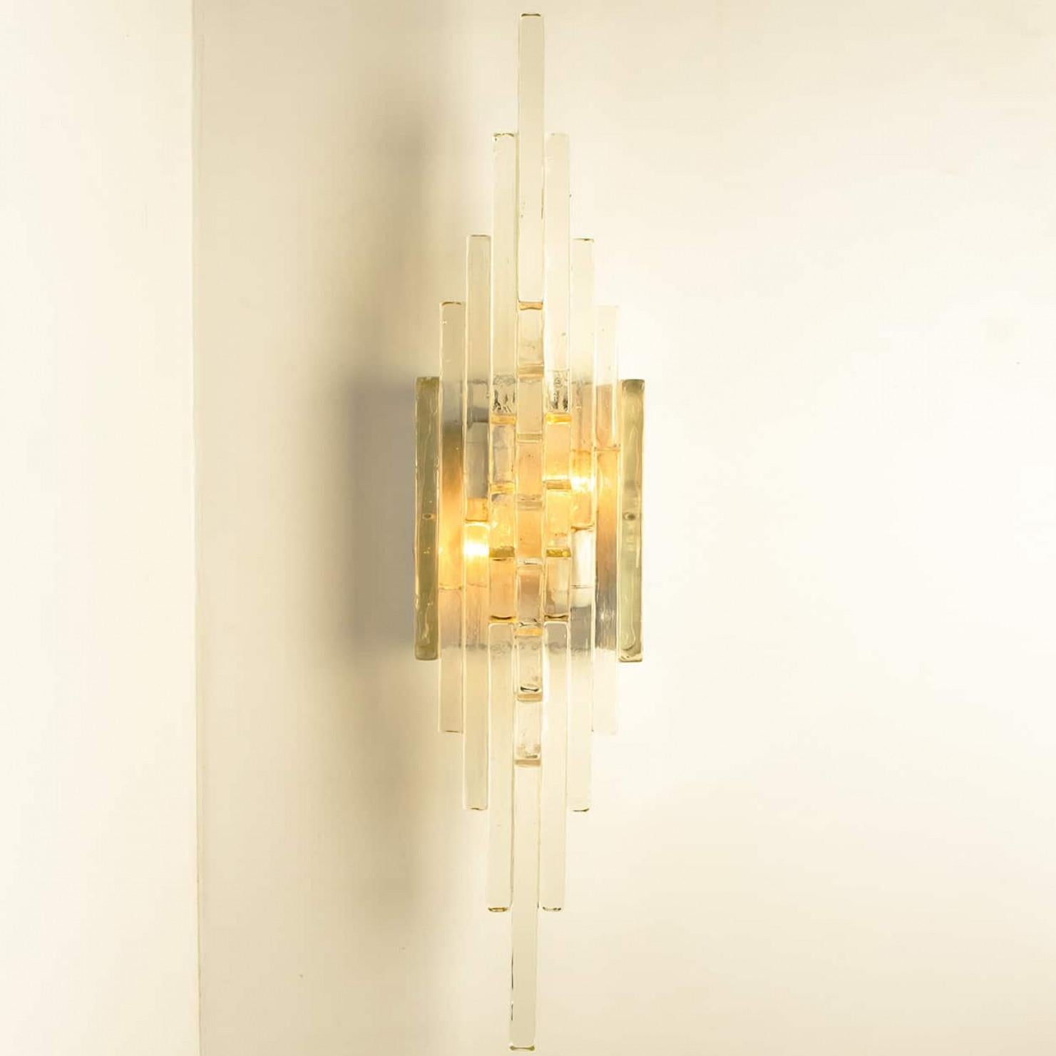 Italiano XXL PoliArte Glass Wall Light, Italy 1970s in vendita
