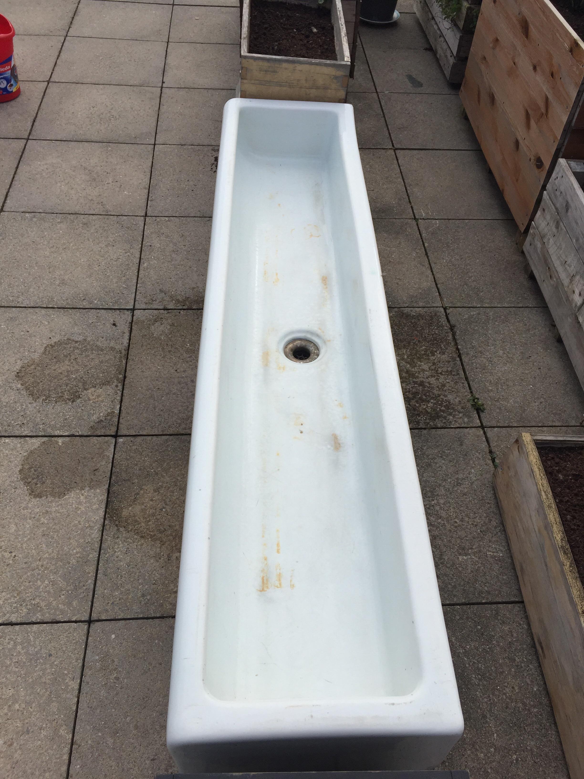 Early 20th Century XXL Porcelain Vintage Antique School Sink Victorian Reclaimed Bathroom Fitting For Sale