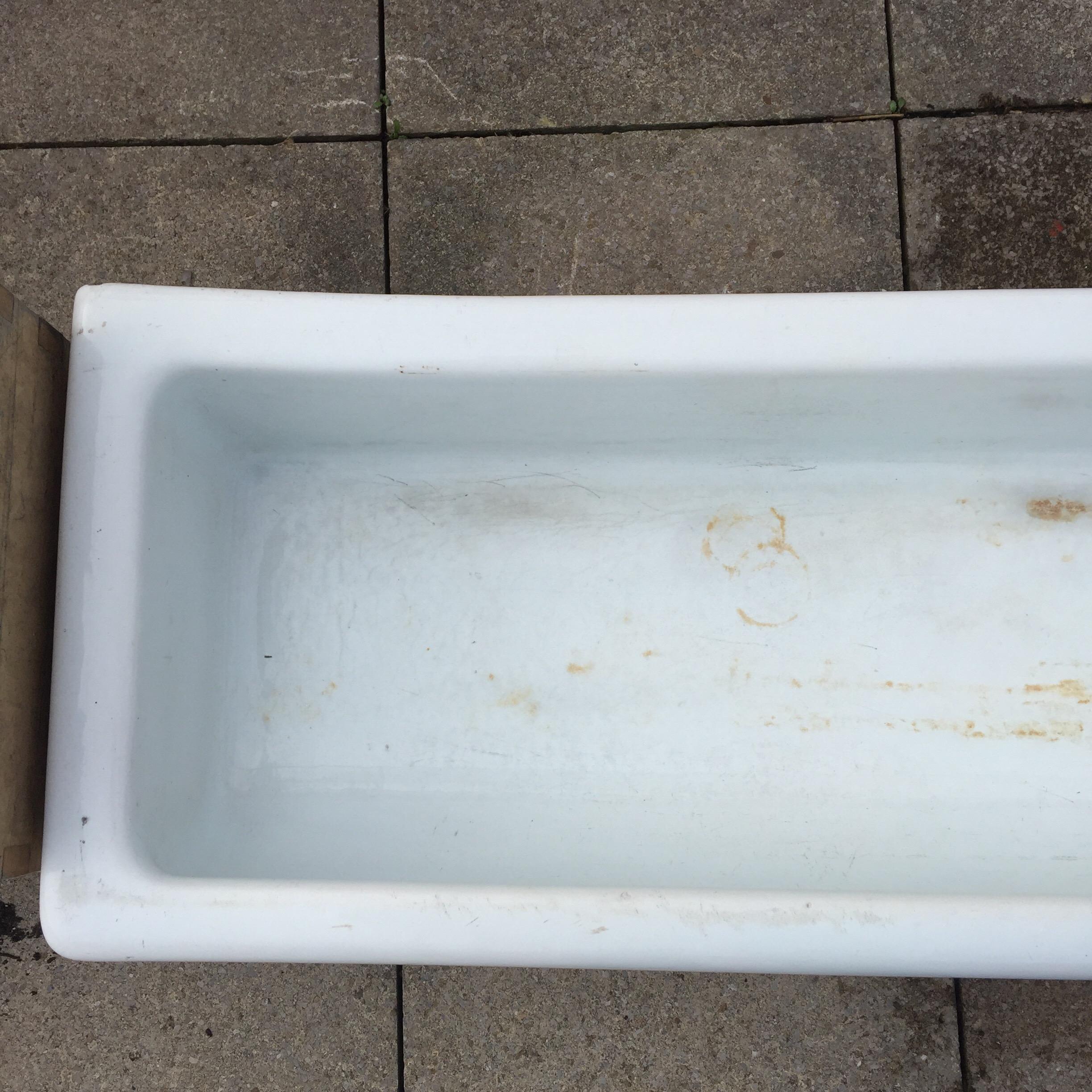 XXL Porcelain Vintage Antique School Sink Victorian Reclaimed Bathroom Fitting For Sale 1