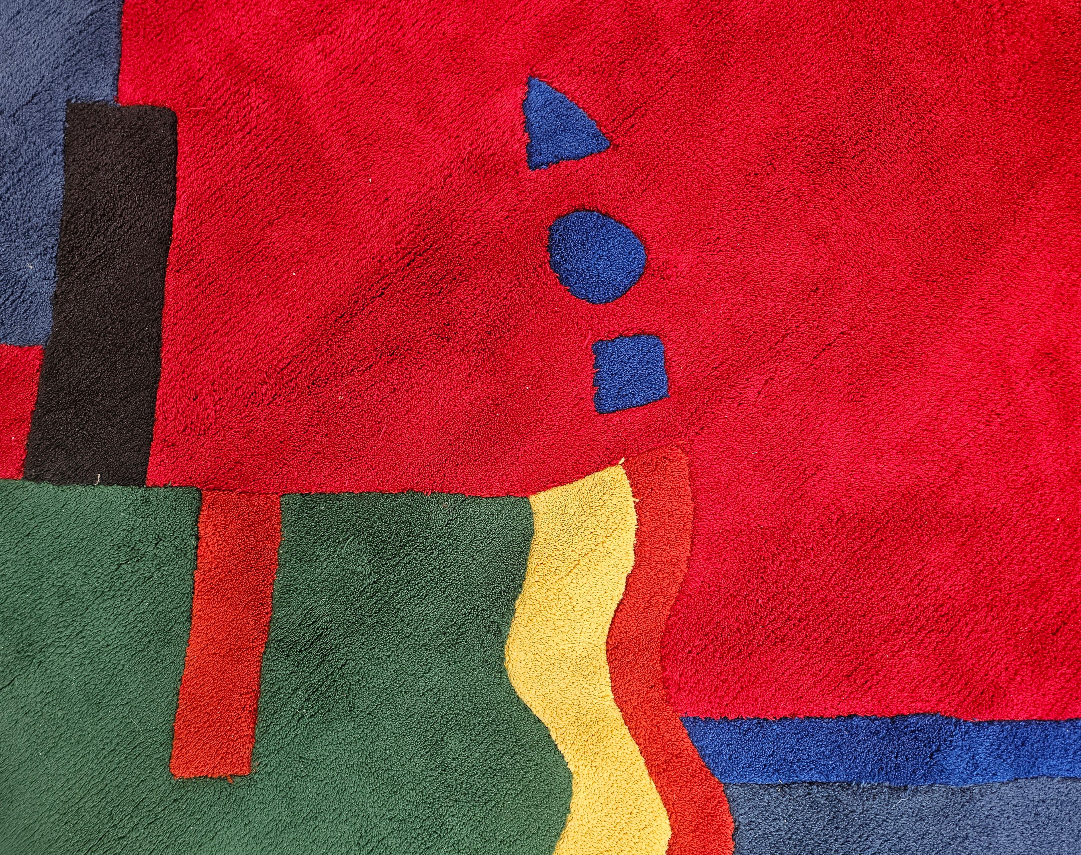XXL Postmodern Rug in style of Memphis Group, 100% acrylic, Italy 1990s For Sale 3