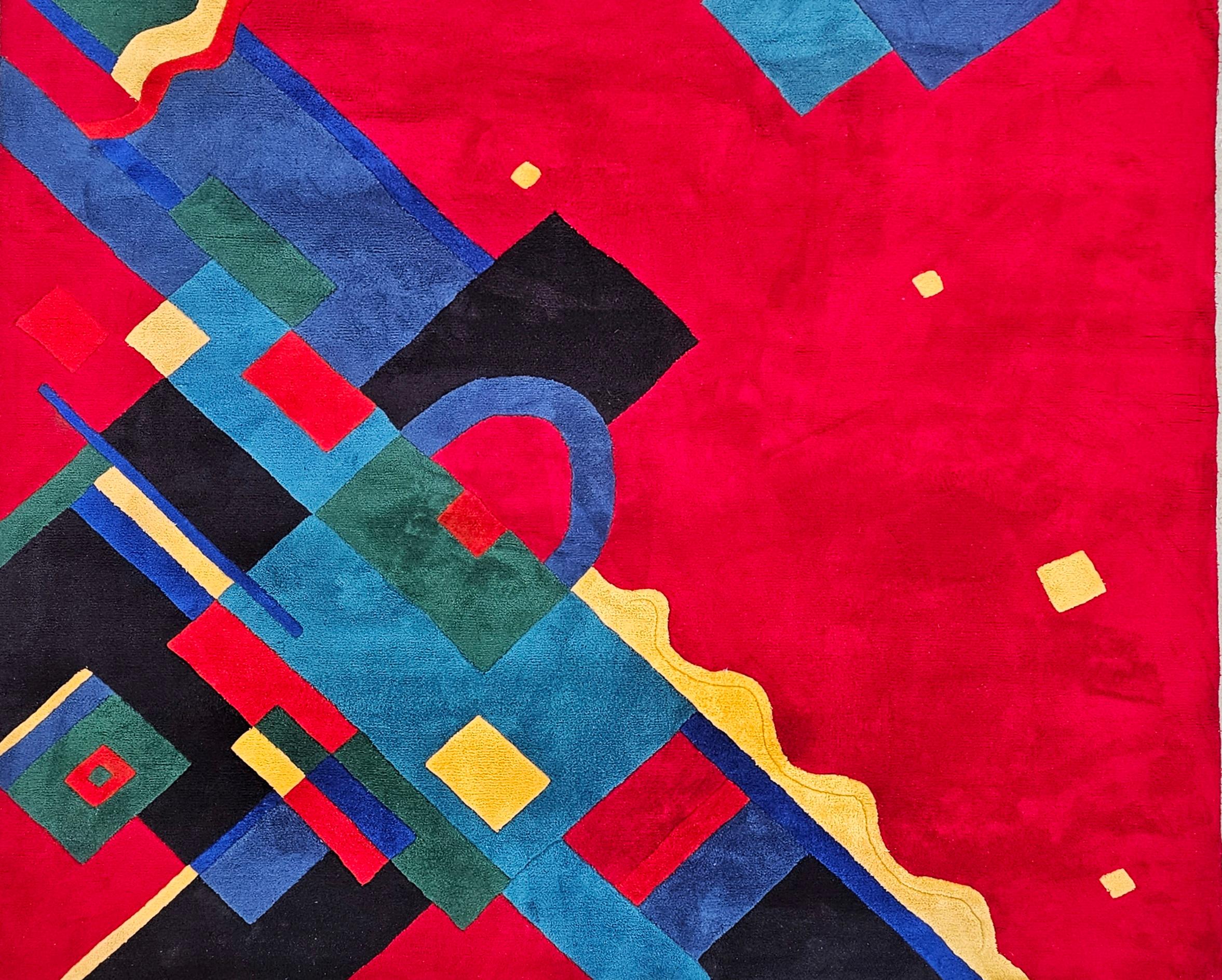 Post-Modern XXL Postmodern Rug in style of Memphis Group, 100% acrylic, Italy 1990s For Sale