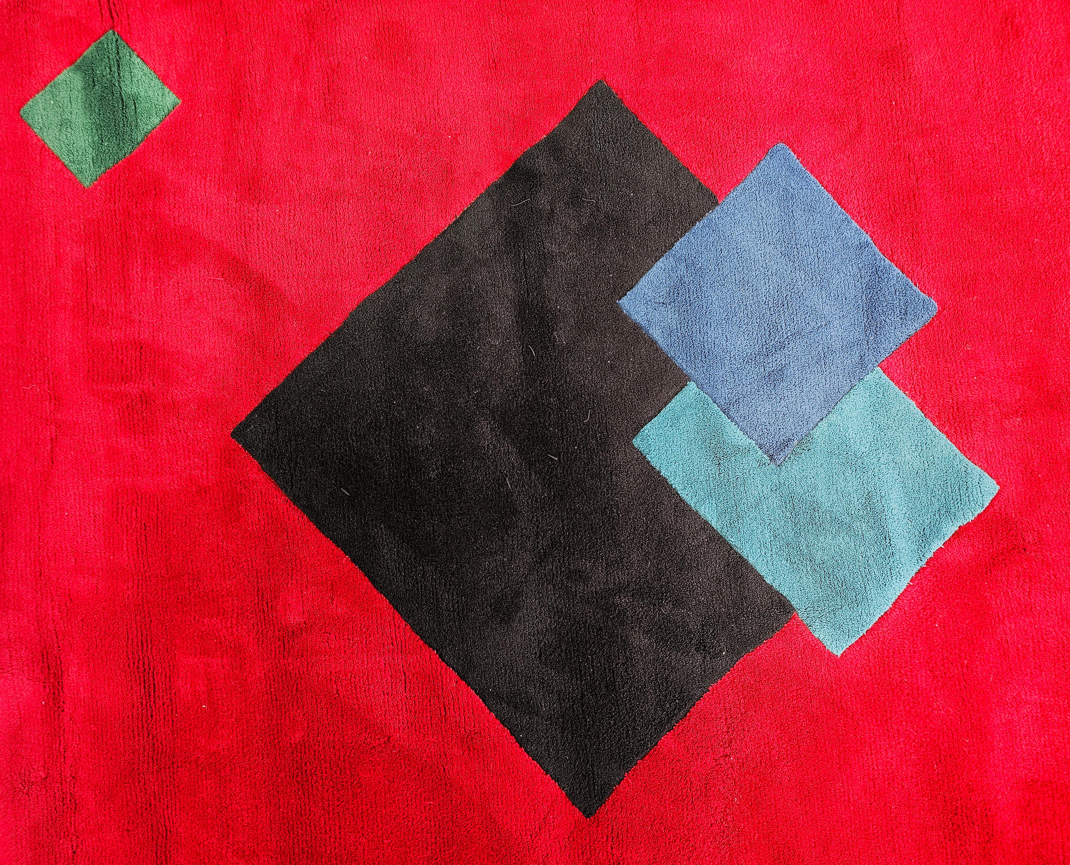 Acrylic XXL Postmodern Rug in style of Memphis Group, 100% acrylic, Italy 1990s For Sale