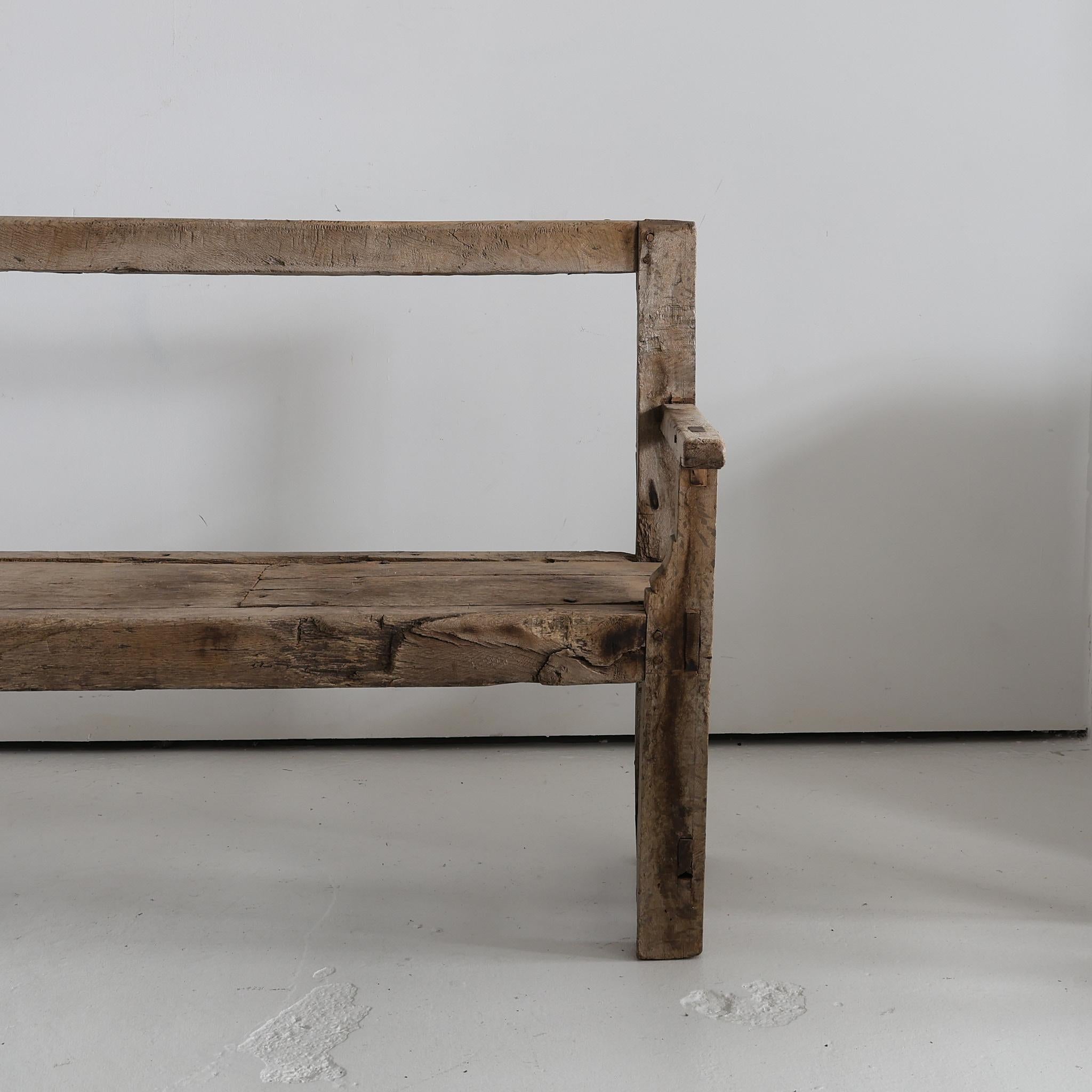 XIXe siècle Banc Andorran XXL primitif blanchi au début du 19e siècle en vente