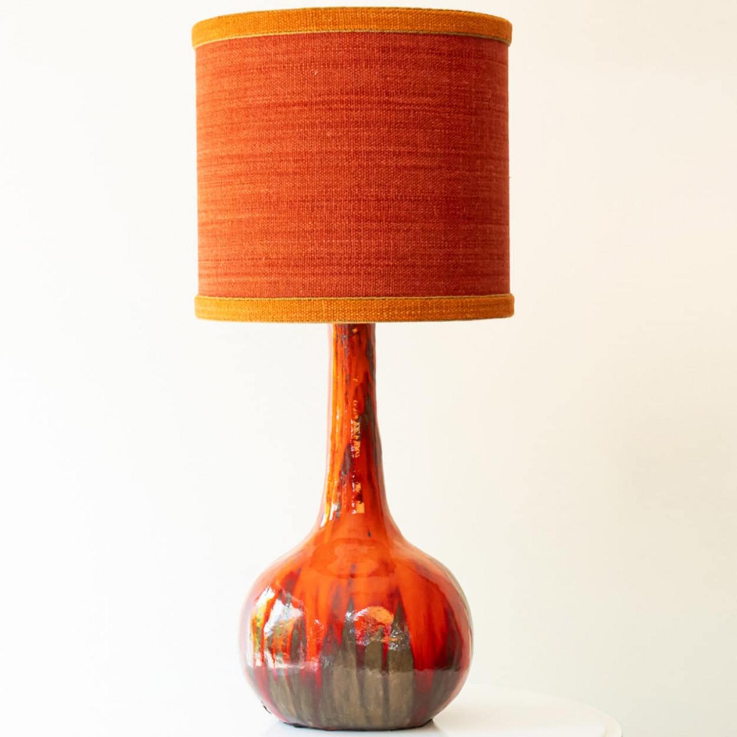 XXL Red Brown Ceramic FLoor Table Lamp, Lampshade by R. Houben, 1970 in vendita 2