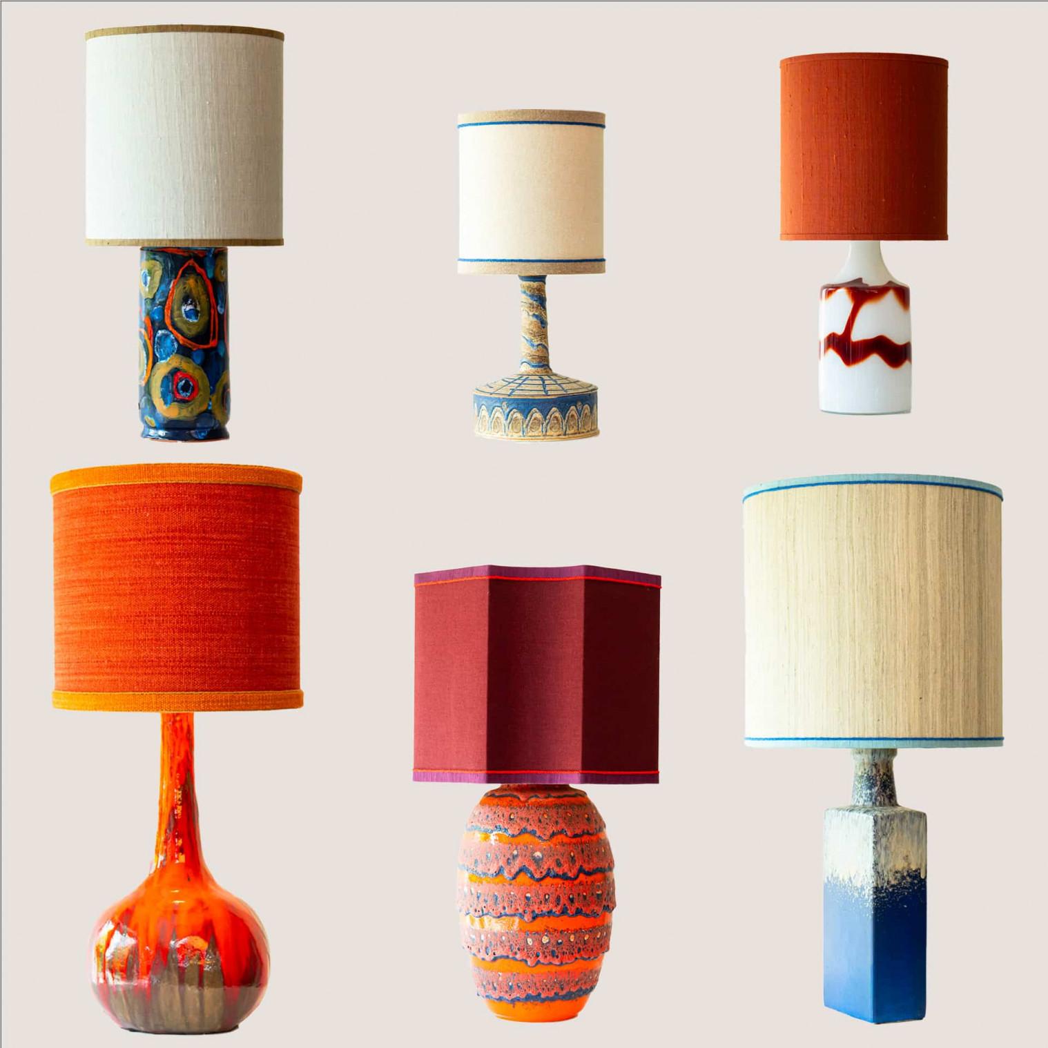 Lampe de table XXL en céramique rouge et Brown, abat-jour de R. Houben, 1970 en vente 4