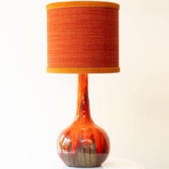 XXL Red Brown Ceramic FLoor Table Lamp, Lampshade by R. Houben, 1970