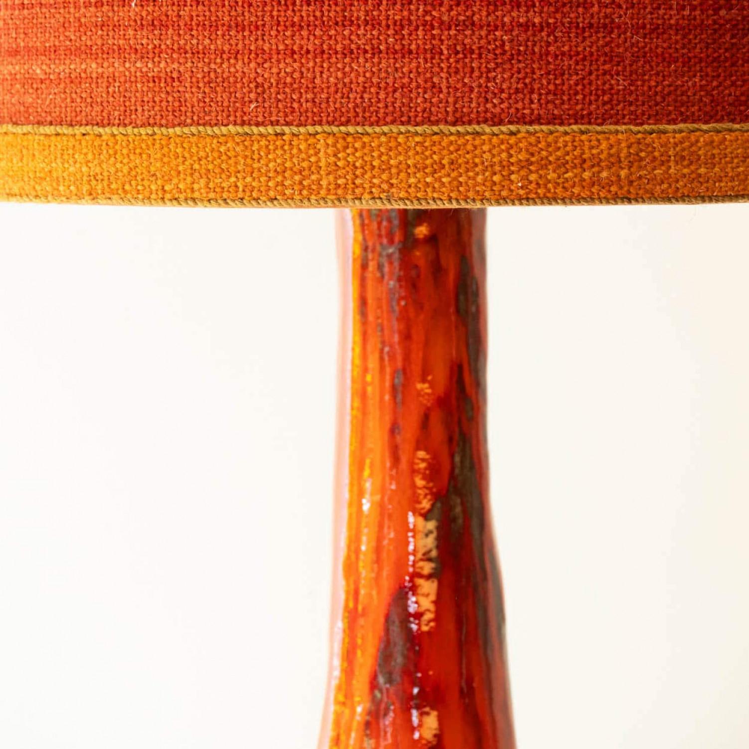 Ceramica XXL Red Brown Ceramic FLoor Table Lamp, Lampshade by R. Houben, 1970 in vendita