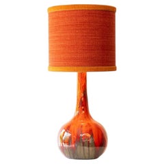 XXL Red Brown Ceramic FLoor Table Lamp, Lampshade by R. Houben, 1970