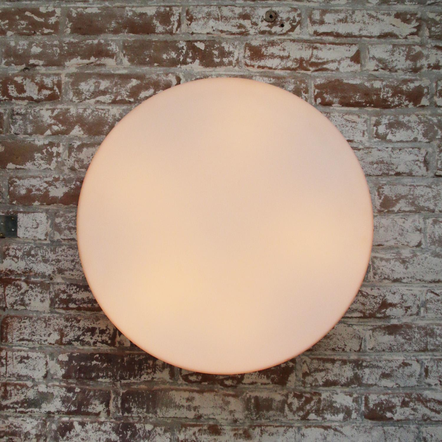 XXL Round White Mat Opaline Glass Flush Mount Lights Wall Scones by BEGA Limburg For Sale 3