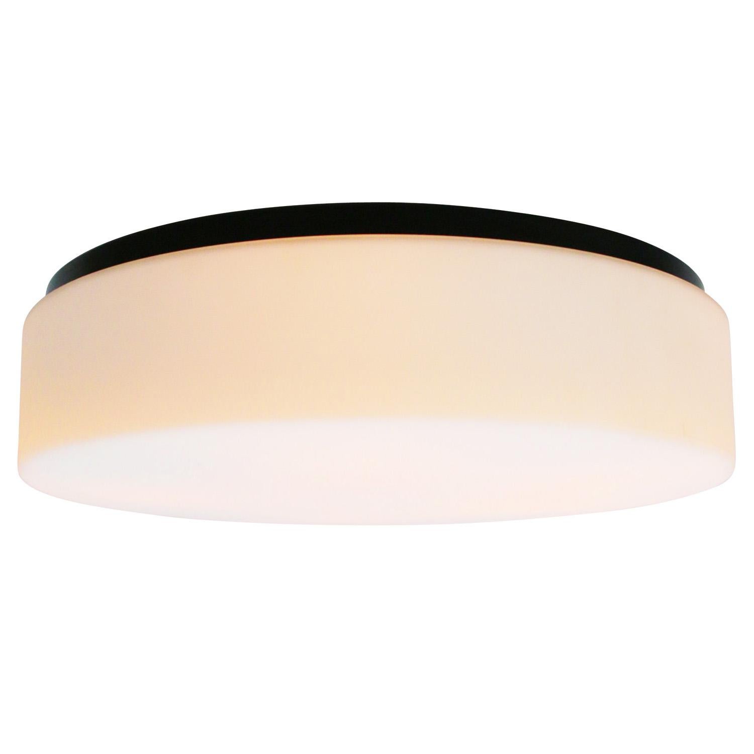 Extra extra large German Opaline Industrial ceiling lamp from BEGA Limburg

Metal base with white opaline glass

5x E27 / E26

Weight: 6.00 kg / 13.2 lb

Priced per individual item. All lamps have been made suitable by international