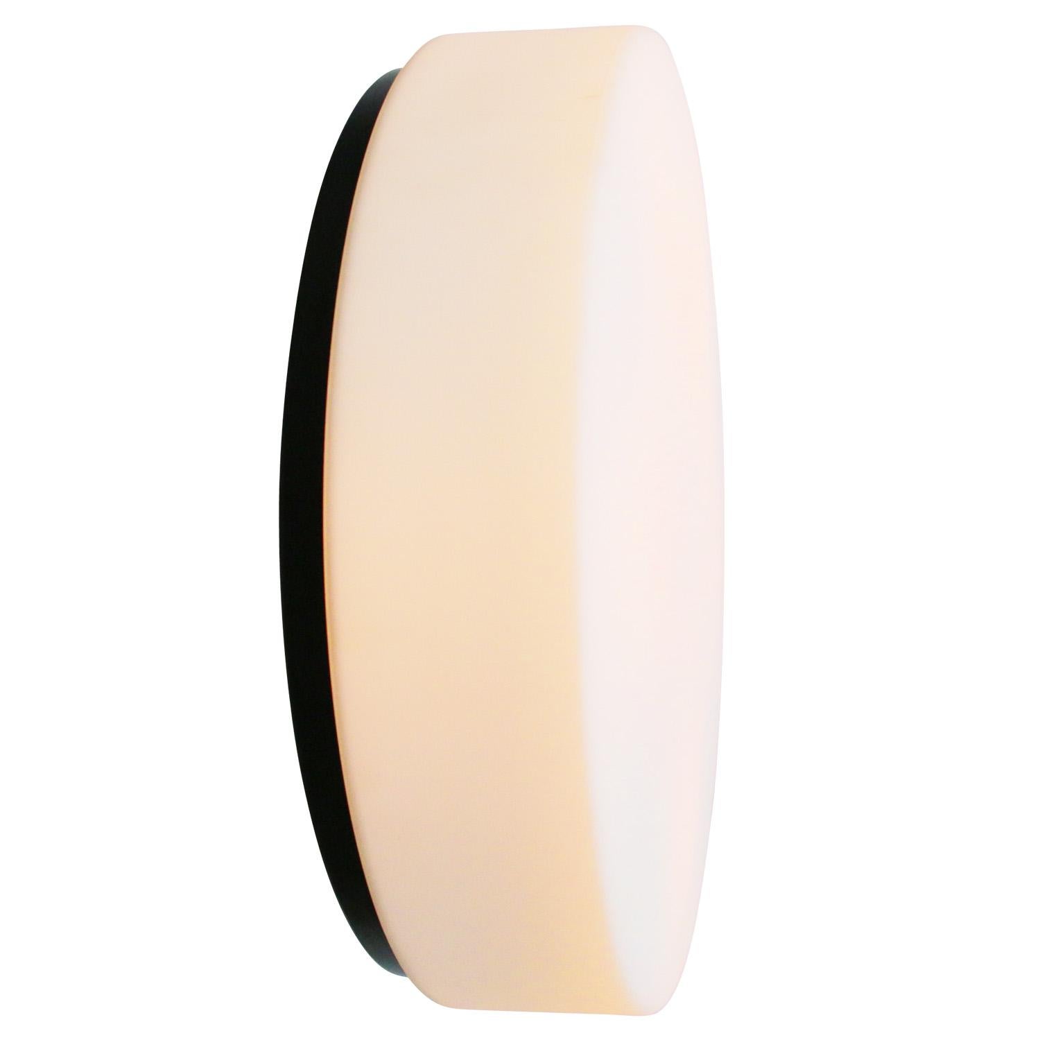 Cast XXL Round White Mat Opaline Glass Flush Mount Lights Wall Scones by BEGA Limburg For Sale