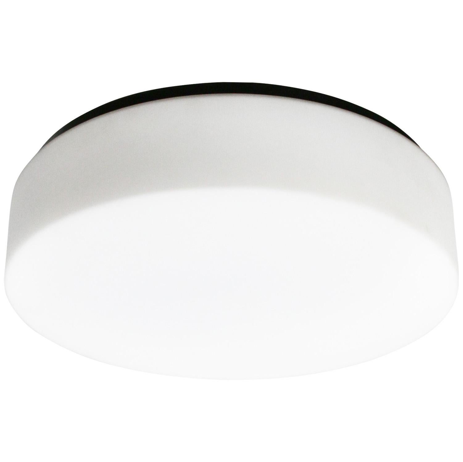XXL Round White Mat Opaline Glass Flush Mount Lights Wall Scones by BEGA Limburg In Good Condition For Sale In Amsterdam, NL