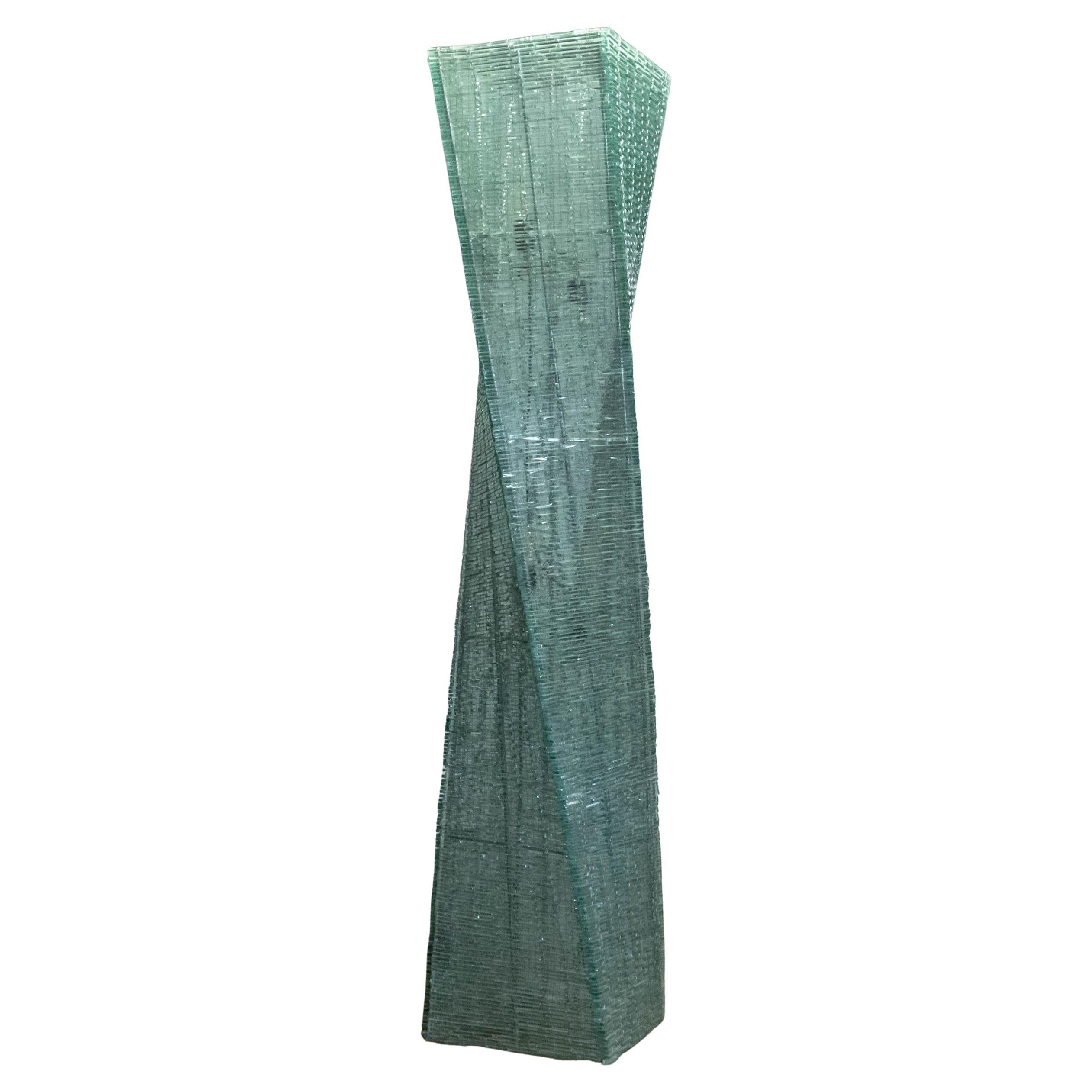 Lampada da terra scultorea XXL in vetro ritorto su ruote, Europa, anni '70