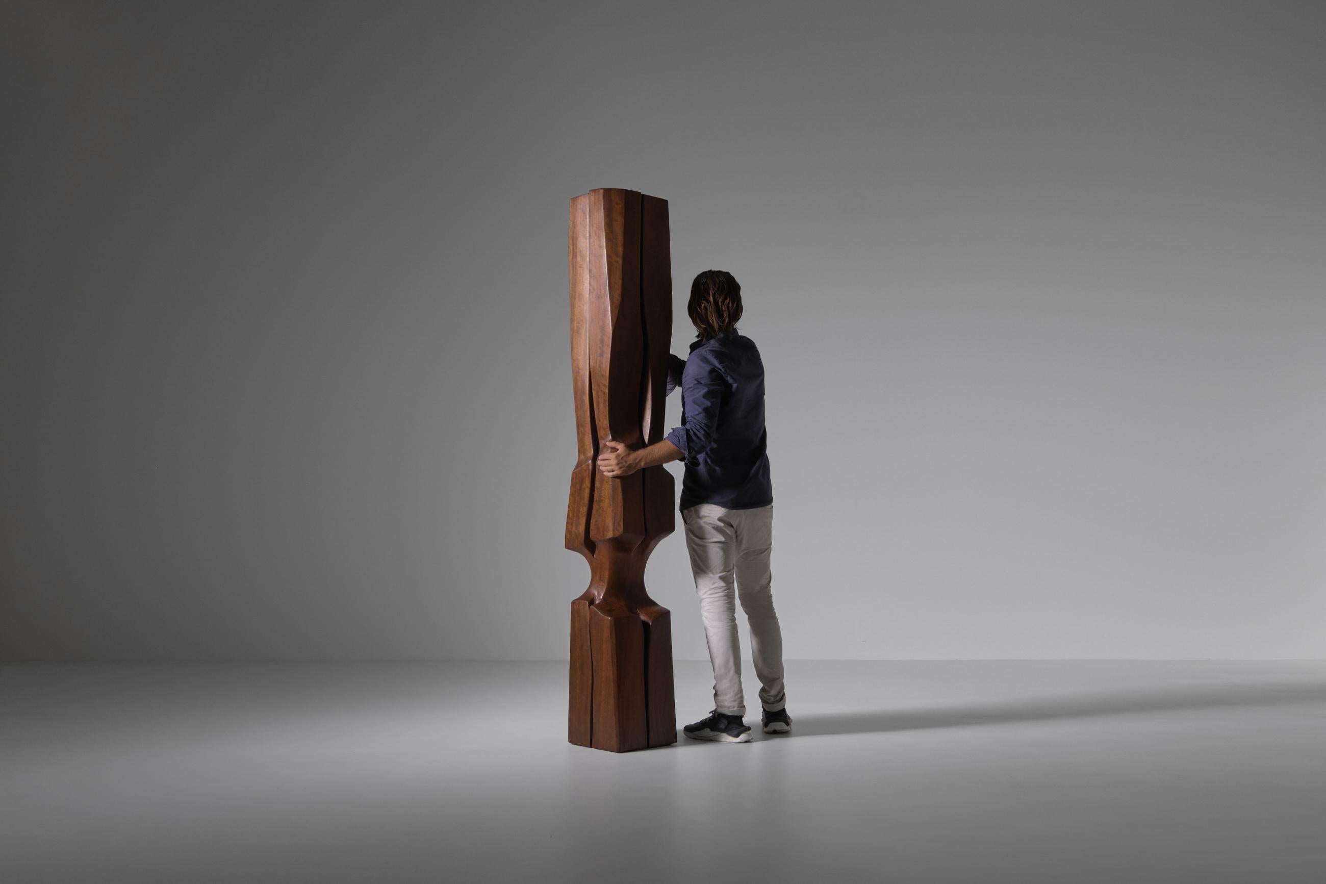 Dutch XL Solid Iroko Wooden Totem Sculpture