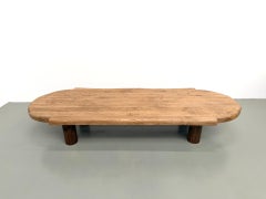 XXL solid oak coffee table from the 1950s