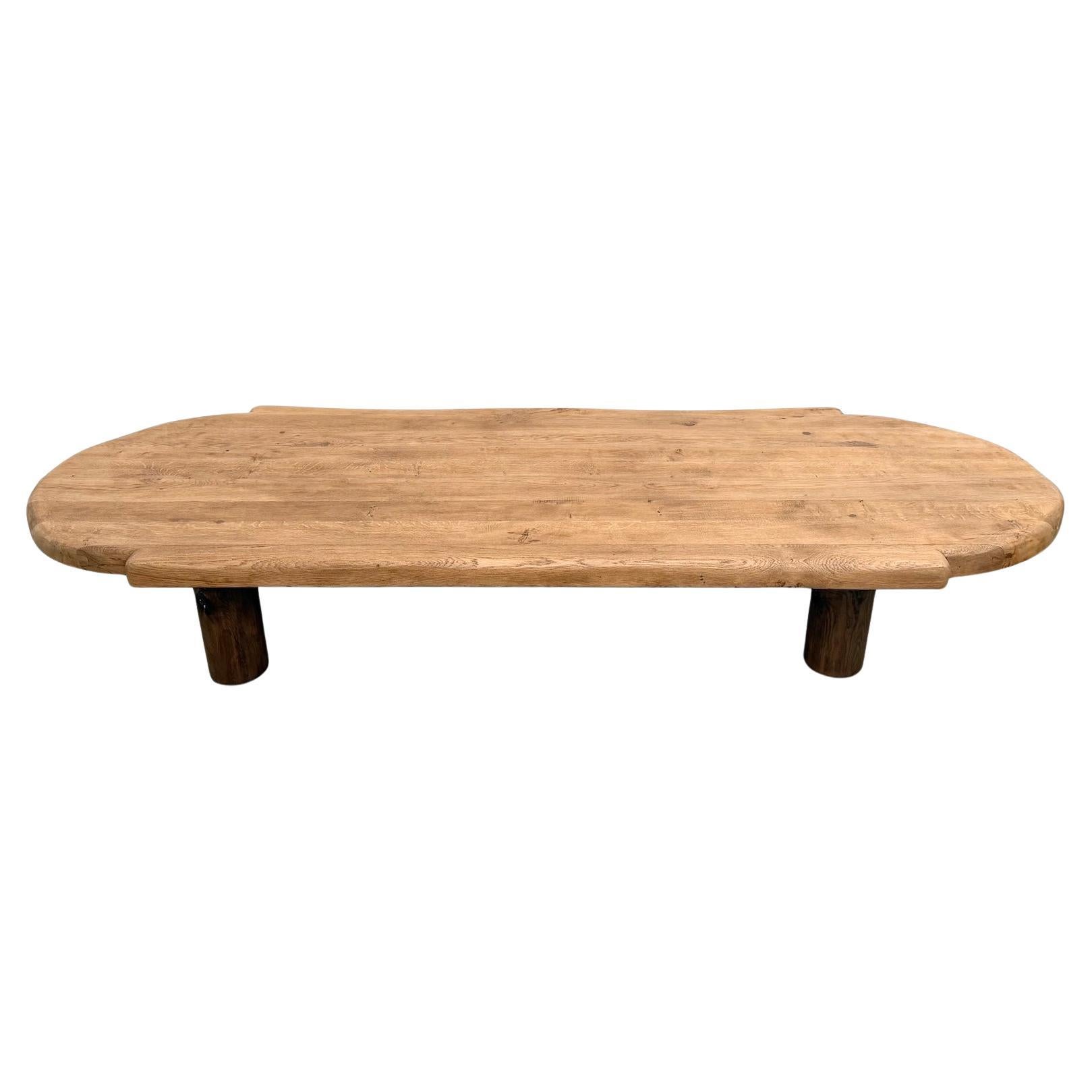 XXL solid oak coffee table from the 1950s For Sale