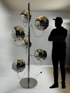 XXL Space Age Floor Lamp in Nickel-Plated Copper – Iconic Piece from the 1960s