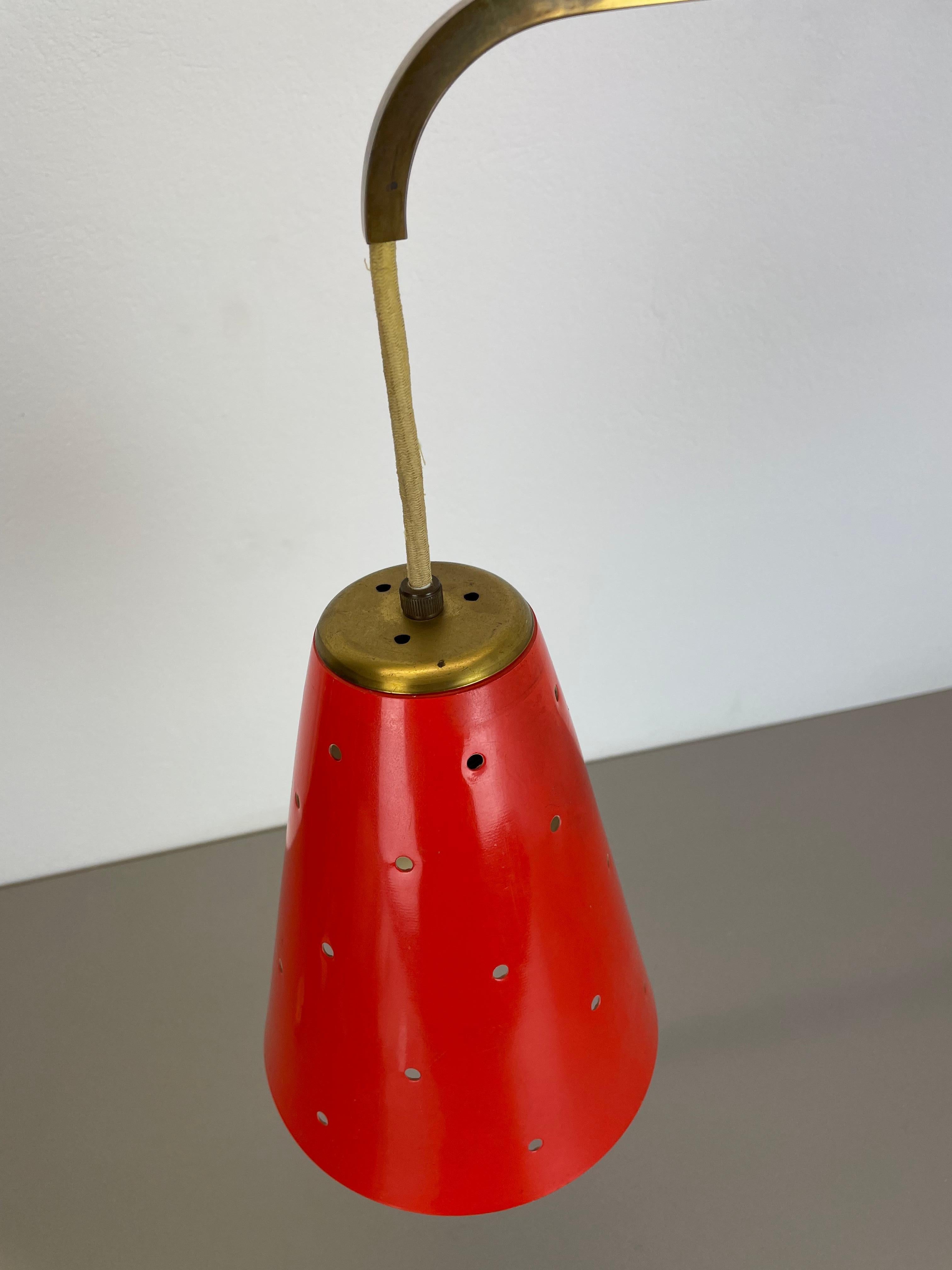 XXL Stilnovo Sarfatti Style Red Counter Weight Brass Wall Light Italy, 1950s For Sale 13