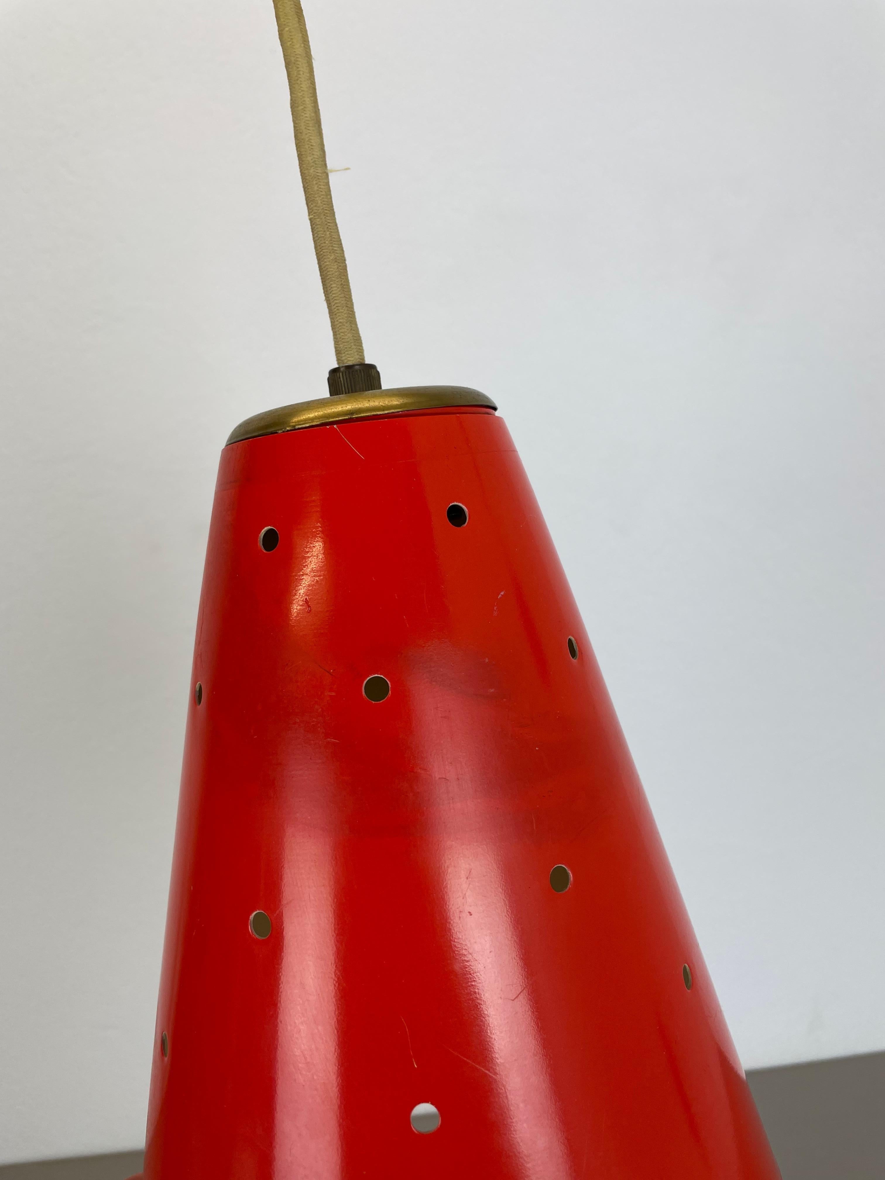 Metal XXL Stilnovo Sarfatti Style Red Counter Weight Brass Wall Light Italy, 1950s For Sale