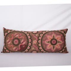 XXL Suzani Lumbar Pillowcase Fashioned from a Tashkent Suzani, Uzbekistan
