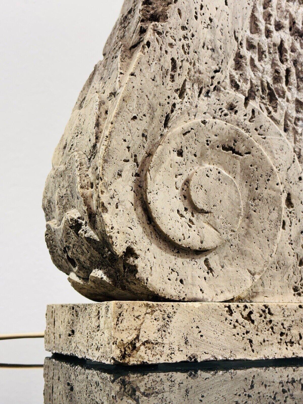 xxl table lamp stone travertine hollywood regency lampe de table design In Good Condition For Sale In Taranto, IT