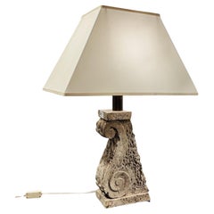 Vintage xxl table lamp stone travertine hollywood regency lampe de table design