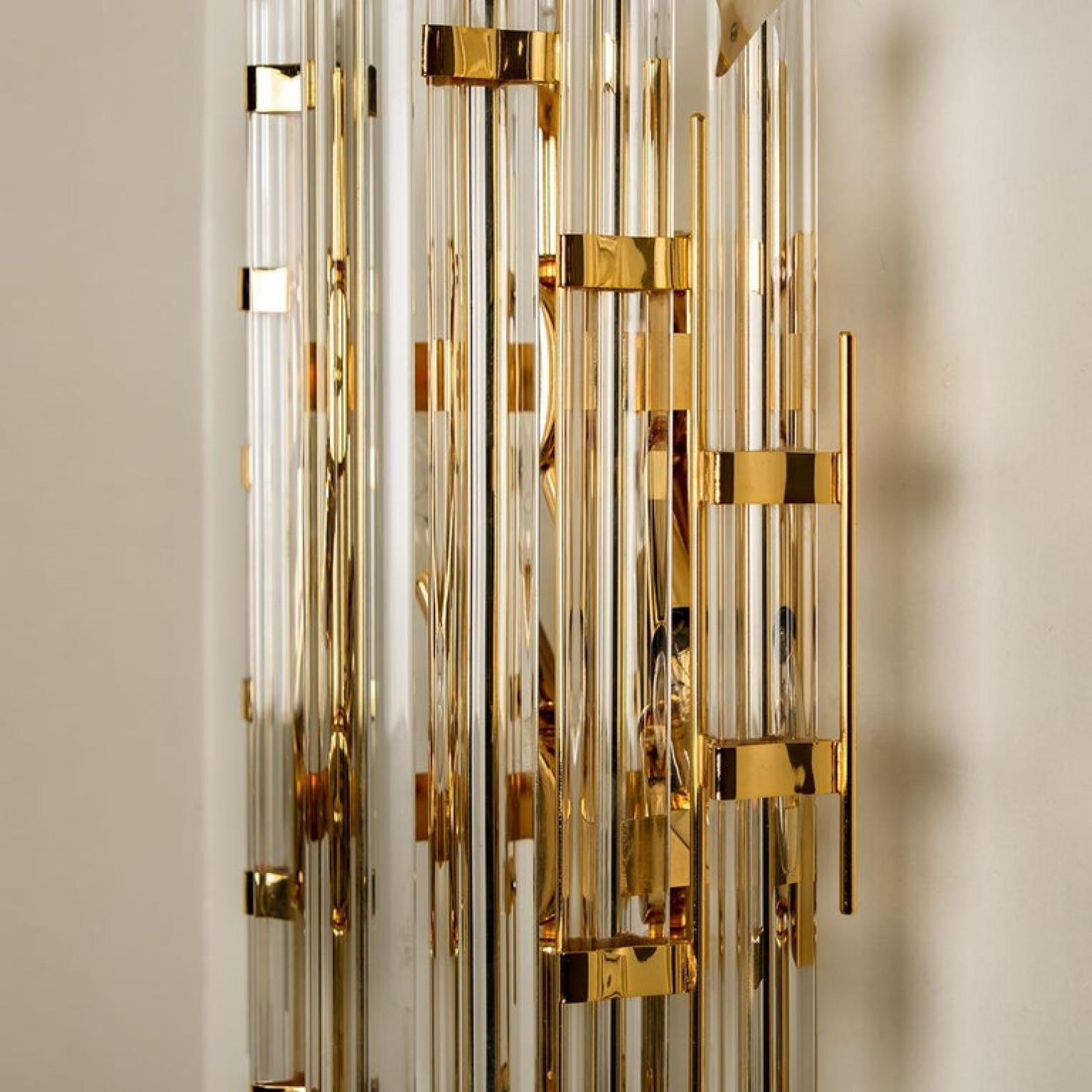 XXL Venini Style Murano Glass and Gold-Plated Sconce, Italy For Sale 3