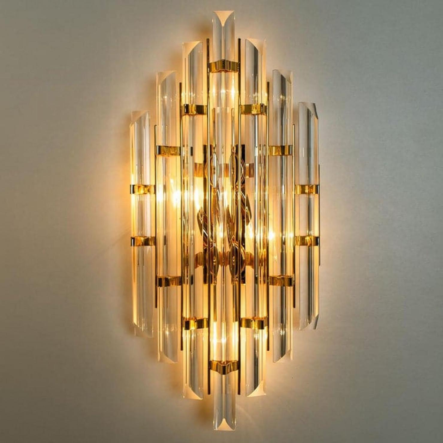 Aplique XXL estilo Venini de cristal de Murano y chapado en oro, Italia en venta 6