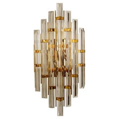 XXL Venini Style Murano Glass and Gold-Plated Sconce, Italy