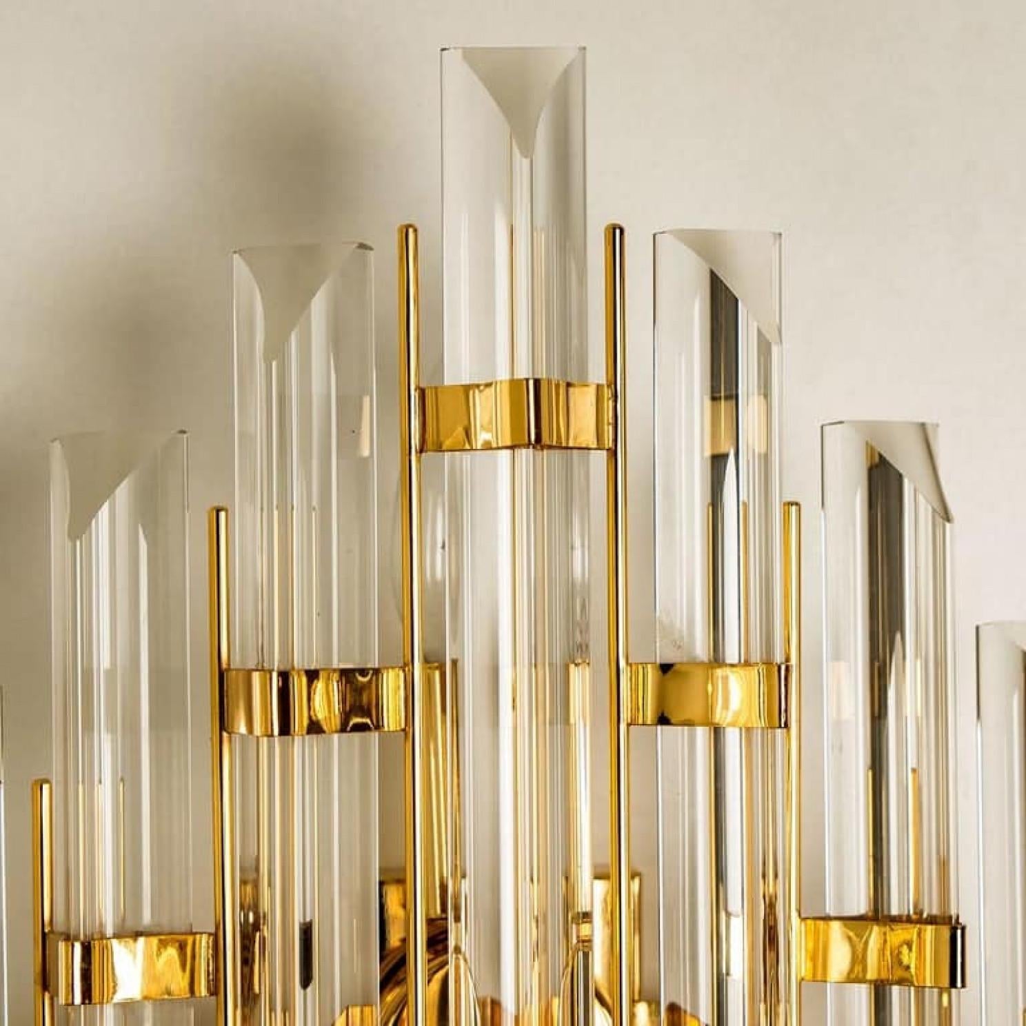 Mid-Century moderno Scontrino in vetro di Murano e placcato oro stile Venini XXL, Italia in vendita