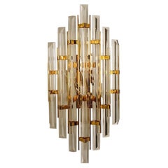 Vintage XXL Venini Style Murano Glass and Gold-Plated Sconce, Italy