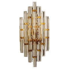 Vintage XXL Venini Style Murano Glass and Gold-Plated Sconce, Italy