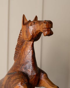 XXL Vintage 60s Wooden Horse Sculpture, Modern Mid-Century Decoration