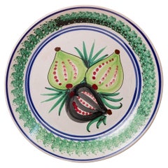 XXL Vintage Ceramic Wall Plate – Handpainted Fruit with 3 Figs, Sicily Italy 60s