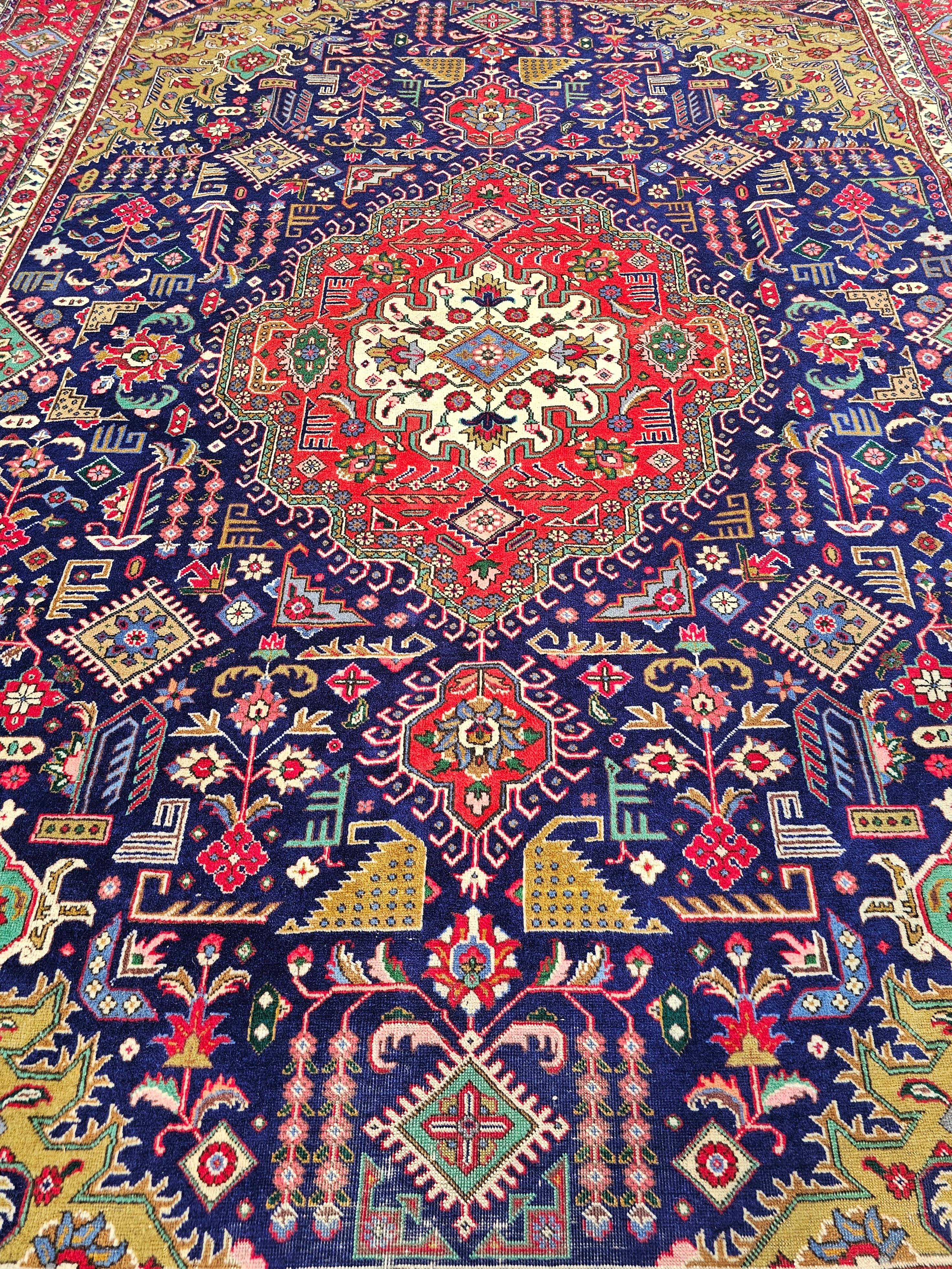 Tapis persan Tabriz vintage noué à la main, 100 % laine, Iran, années 1960 Bon état - En vente à Beograd, RS