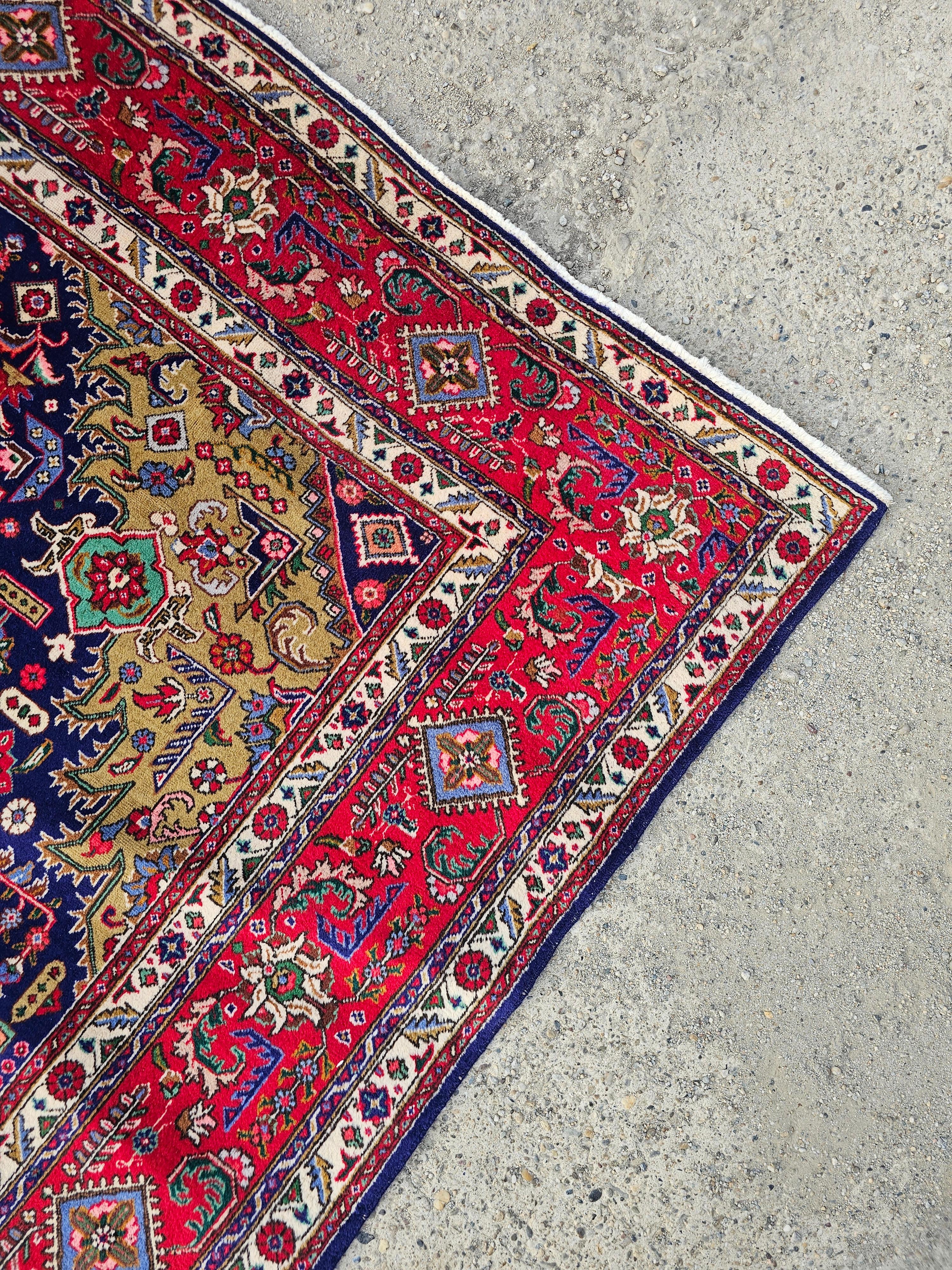 Milieu du XXe siècle Tapis persan Tabriz vintage noué à la main, 100 % laine, Iran, années 1960 en vente